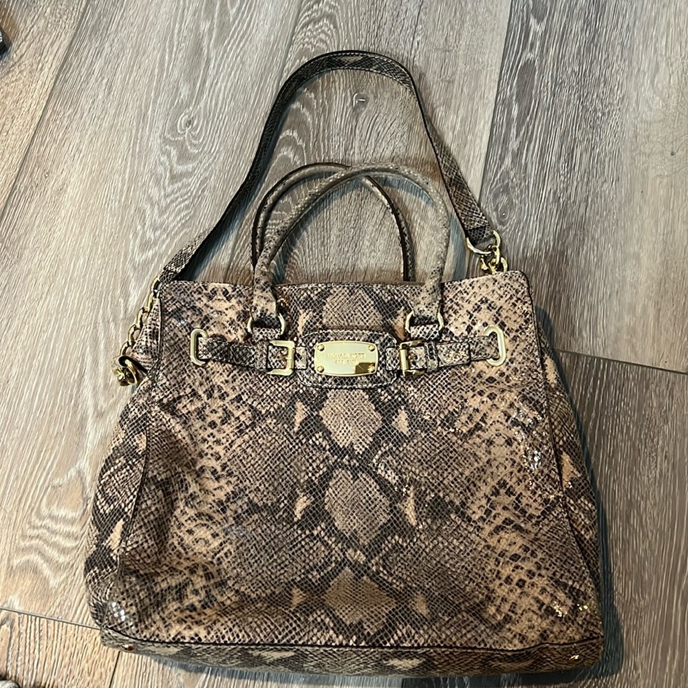 Michael Kors Python Brown And Tan Large Satchel B… - image 1